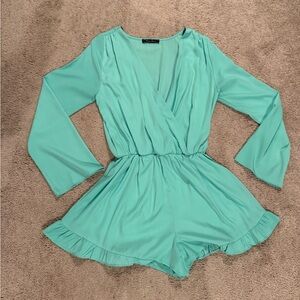 Teal Long Sleeve Romper